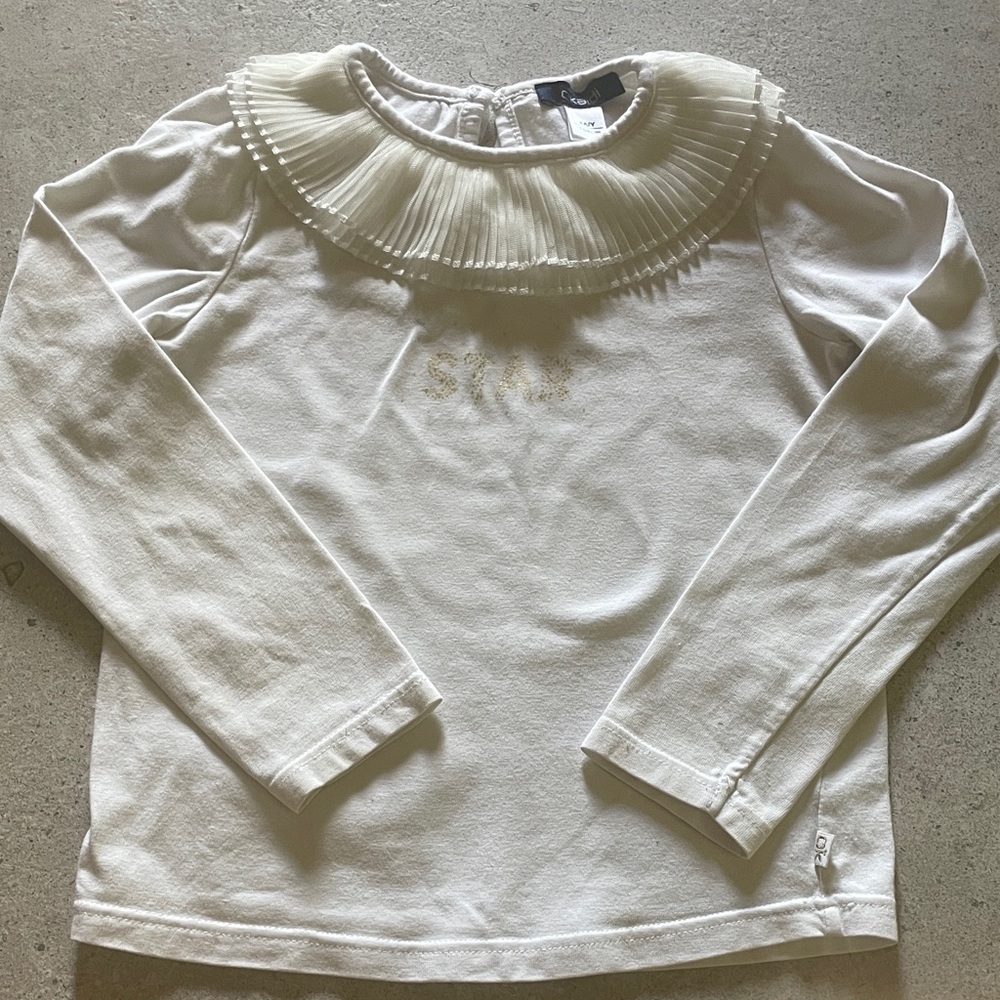 •White Long Sleeve Kids Top, Okaidi (4T)